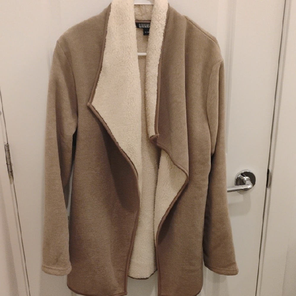 Original Nicole Miller Cozy Beige and Cream Sherpa Jacket Women's XL